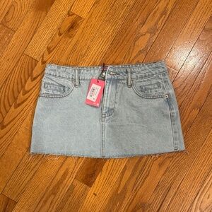 Edikted Light Blue Denim Mini Skirt